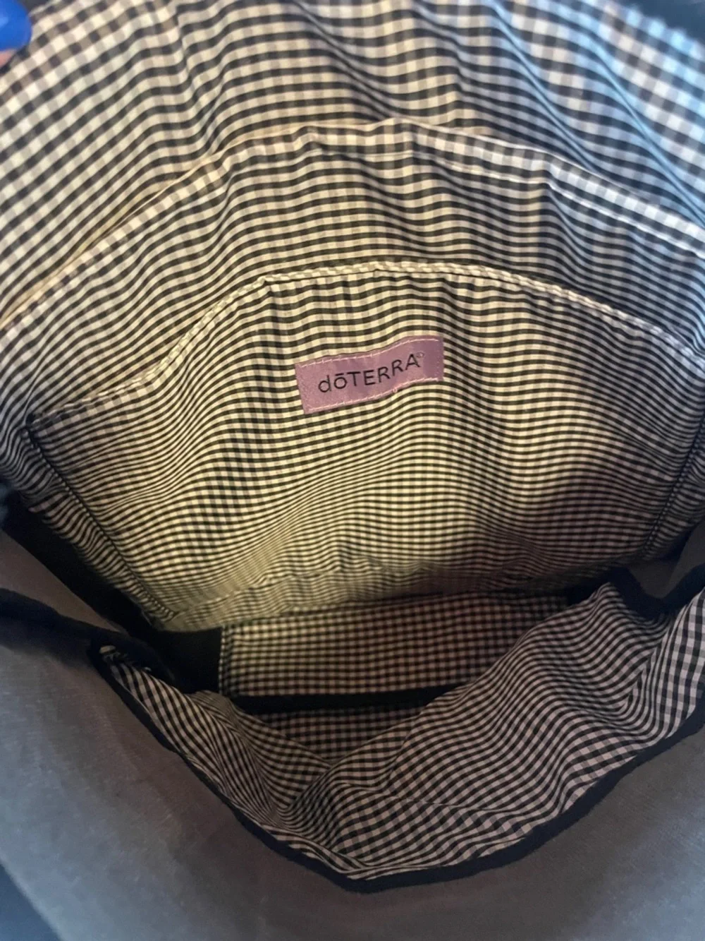 Doterra Gray Canvas Tote with Black Trim and Pink Logo